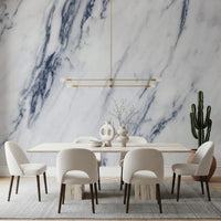 Classic Blue and White Marble Vein Wall Mural