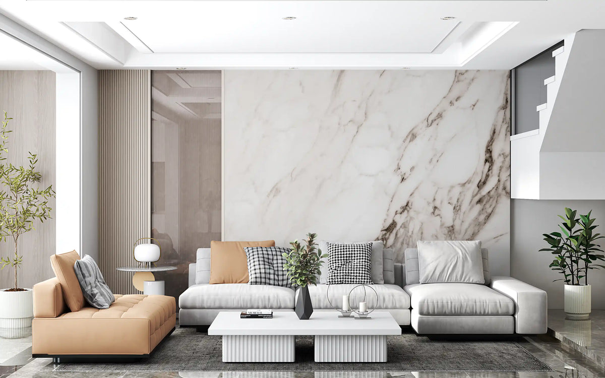 Calacatta White Stone Texture Wall Mural