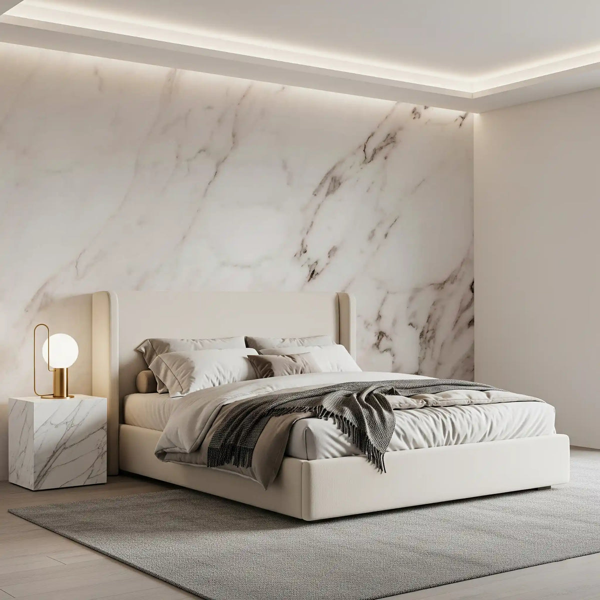 Calacatta White Stone Texture Wall Mural