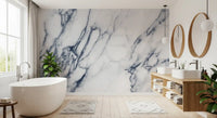 Classic White and Blue Veined Marble Wall Mural