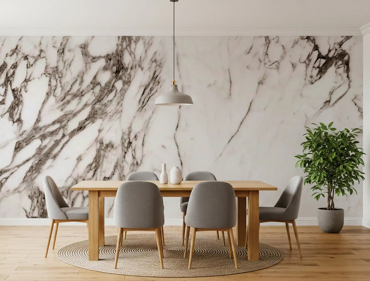 Classic White Marble Veining Wall Mural
