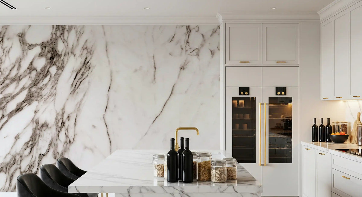 Classic White Marble Veining Wall Mural