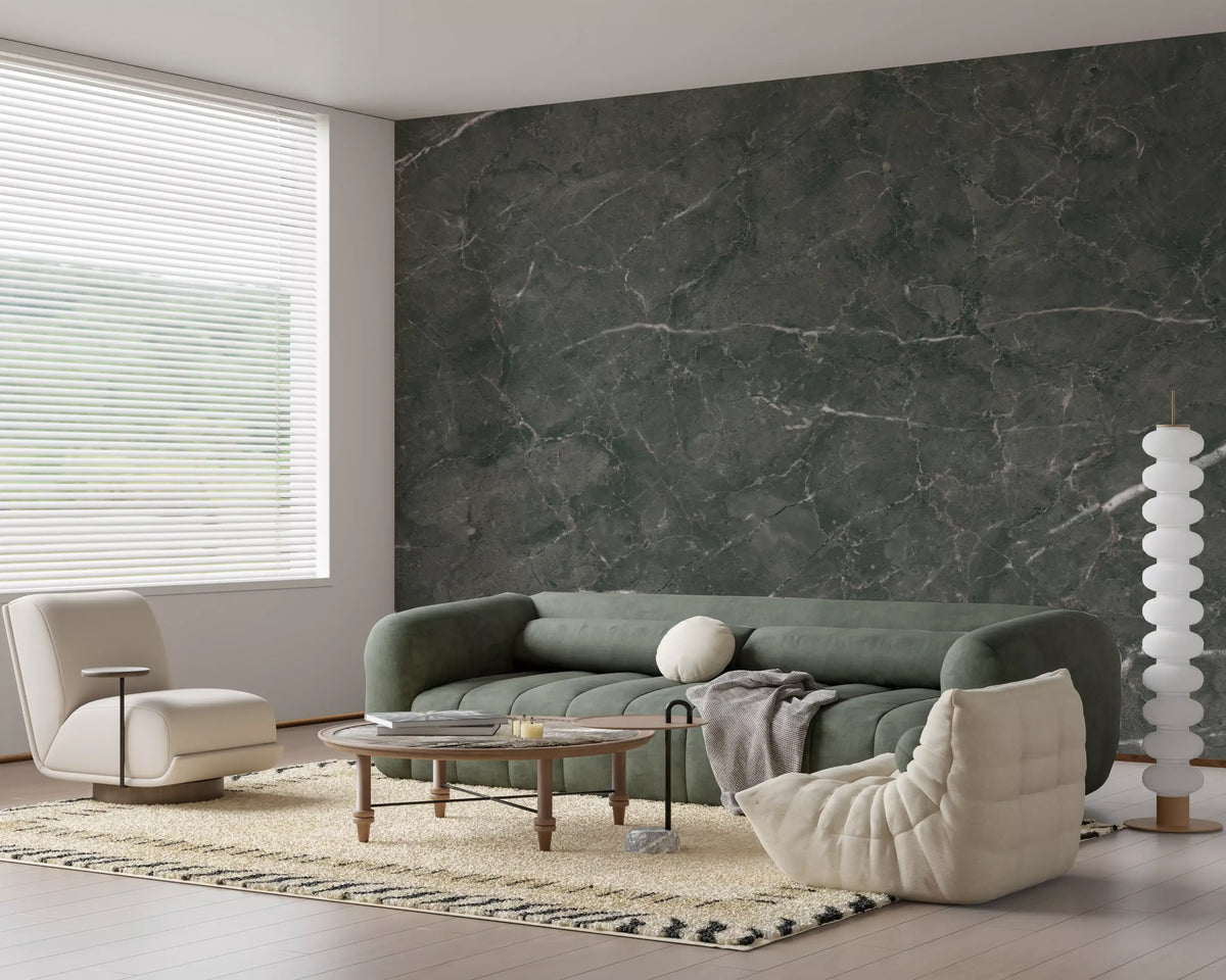 Charcoal Veined Stone Texture Wall Mural