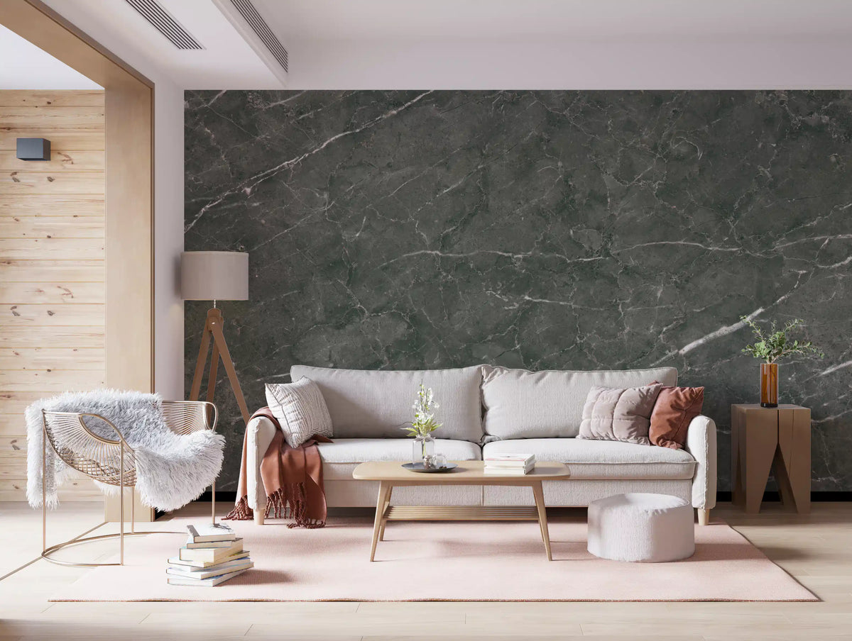 Charcoal Veined Stone Texture Wall Mural