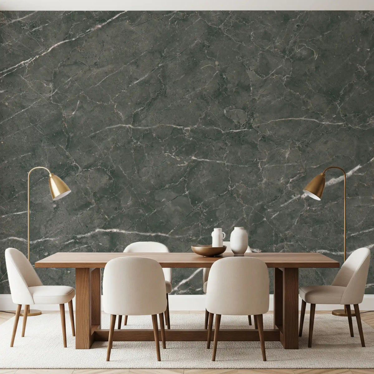 Charcoal Veined Stone Texture Wall Mural