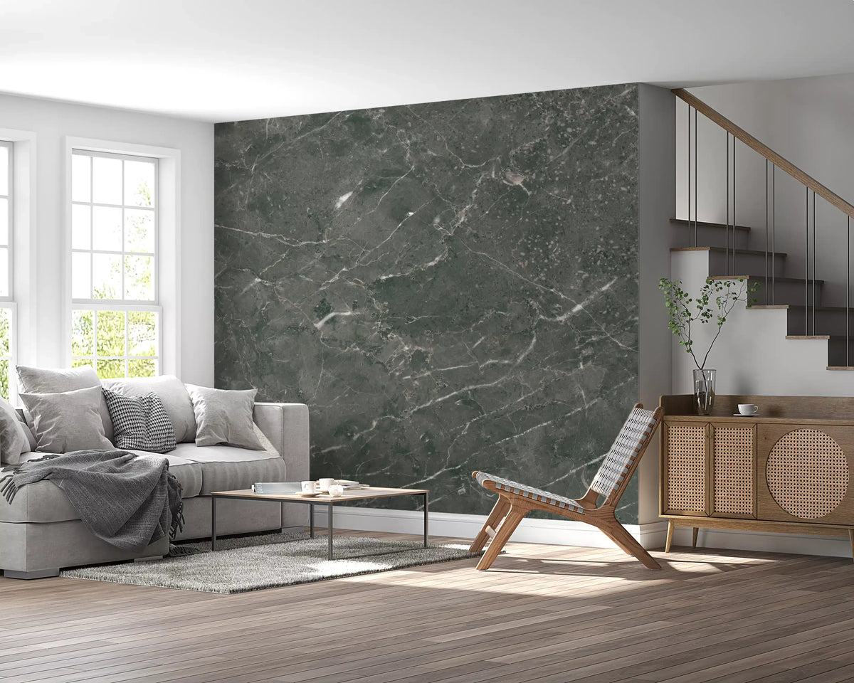 Dark Charcoal Marble Vein Wall Mural