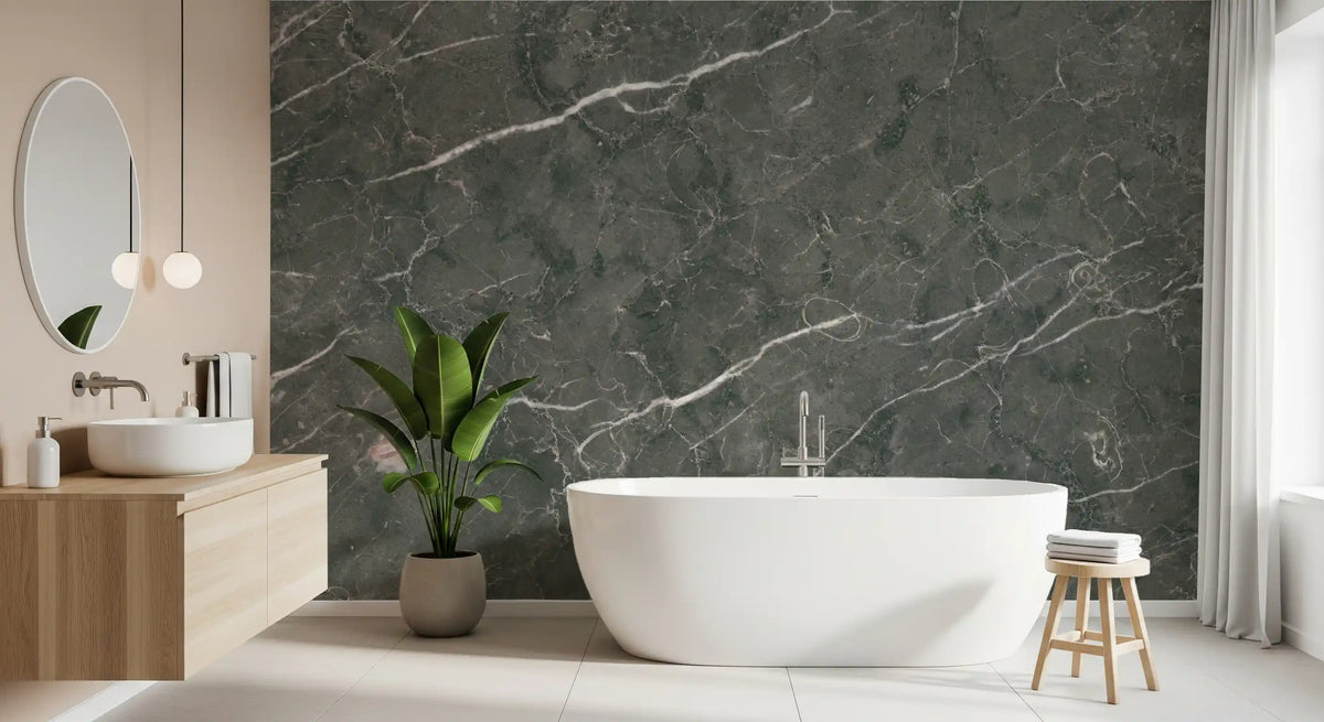 Dark Charcoal Marble Stone Texture Wall Mural