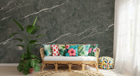 Dark Charcoal Marble Stone Texture Wall Mural