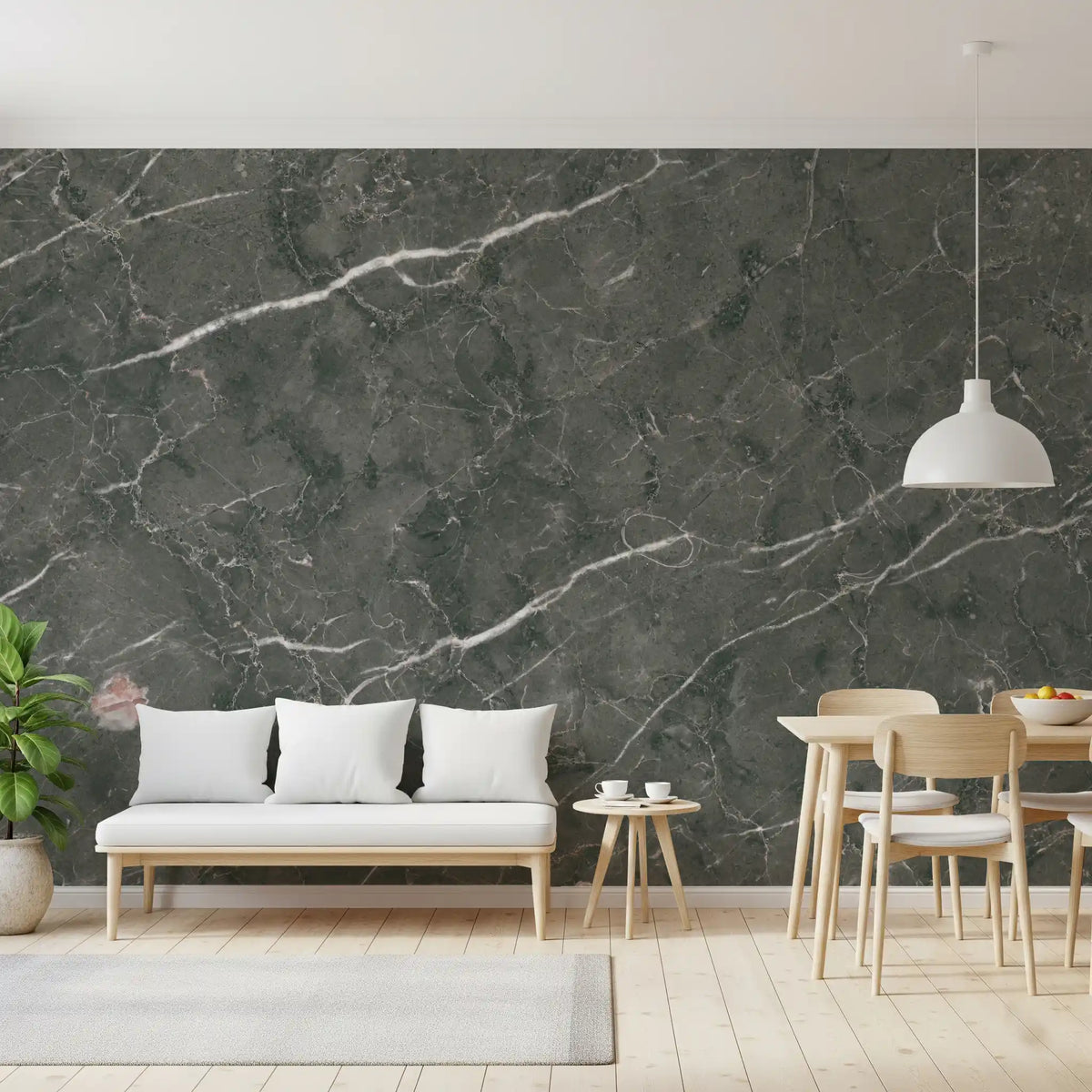 Dark Charcoal Marble Stone Texture Wall Mural