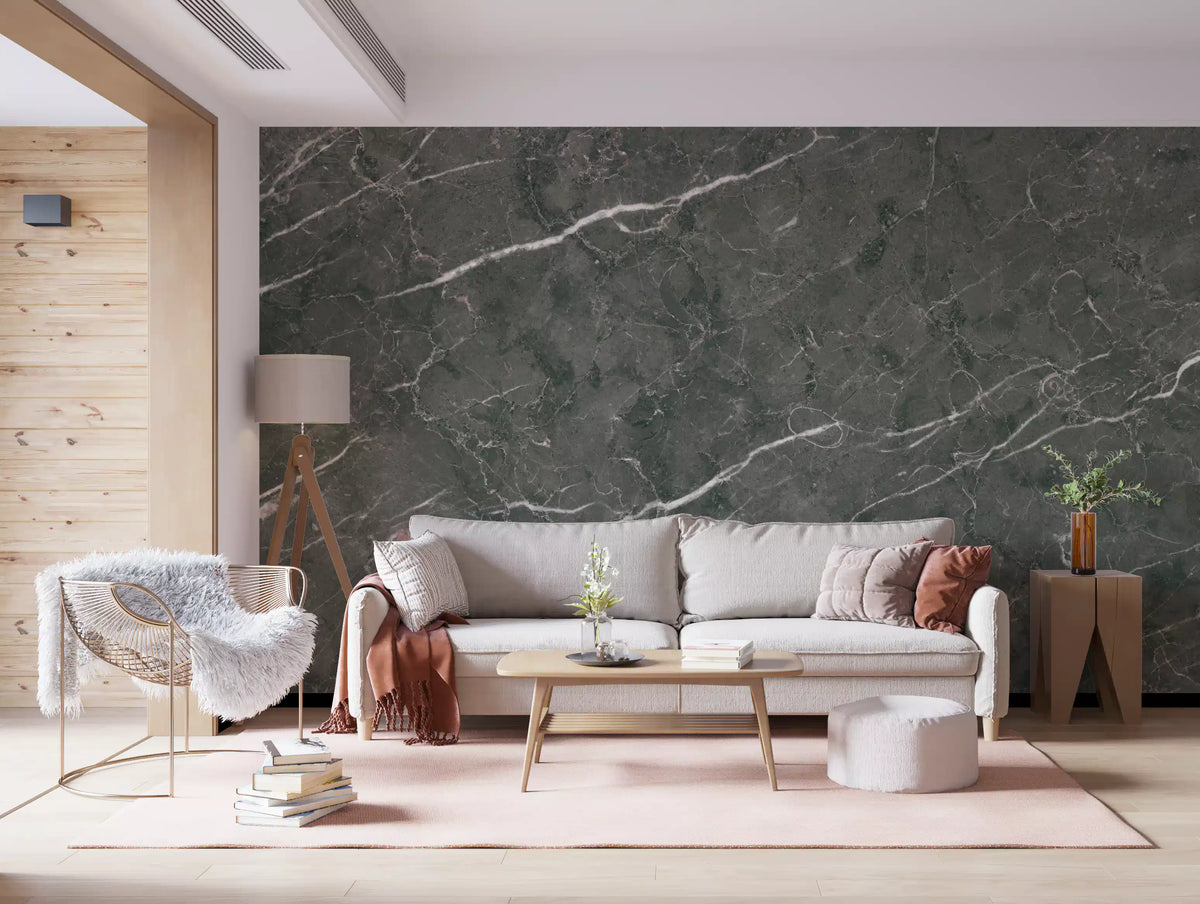 Dark Charcoal Marble Stone Texture Wall Mural