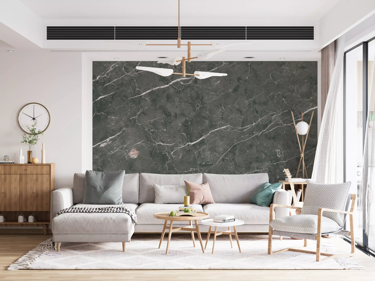 Dark Charcoal Marble Stone Texture Wall Mural