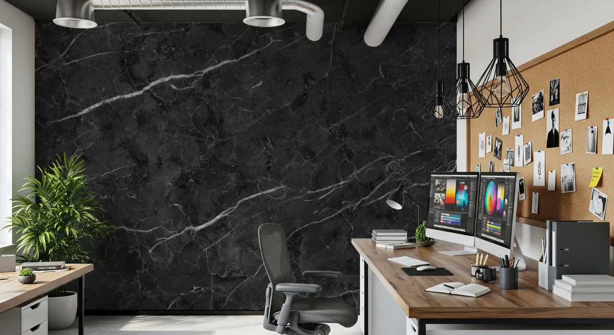 Midnight Stone Vein Texture Wall Mural