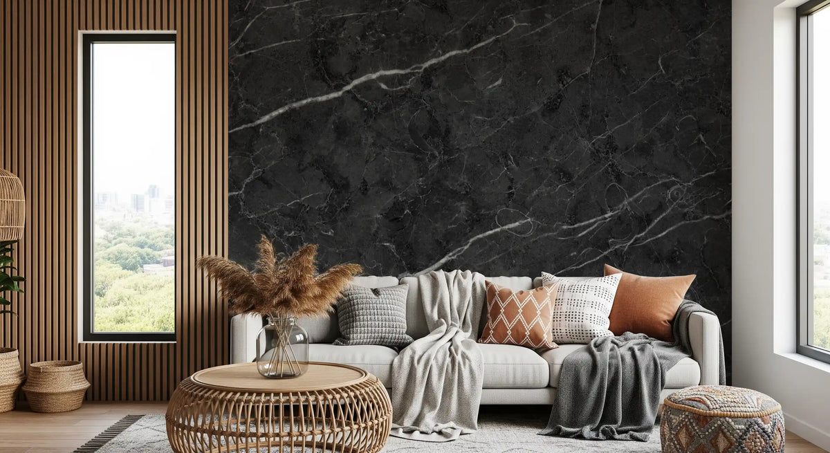 Midnight Stone Vein Texture Wall Mural