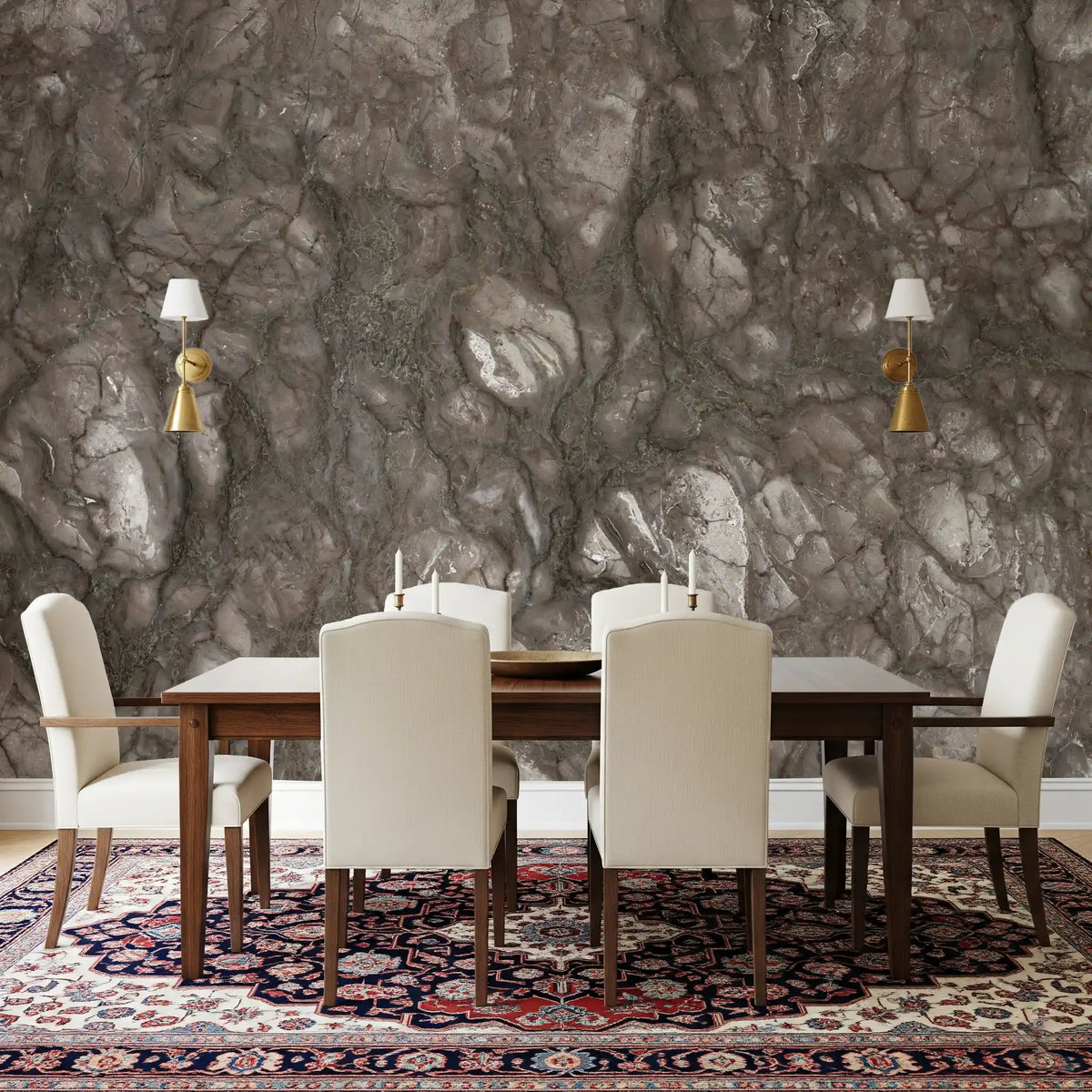 Textured Mocha Stone Slab Wall Mural