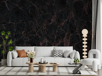Midnight Copper Vein Marble Wall Mural
