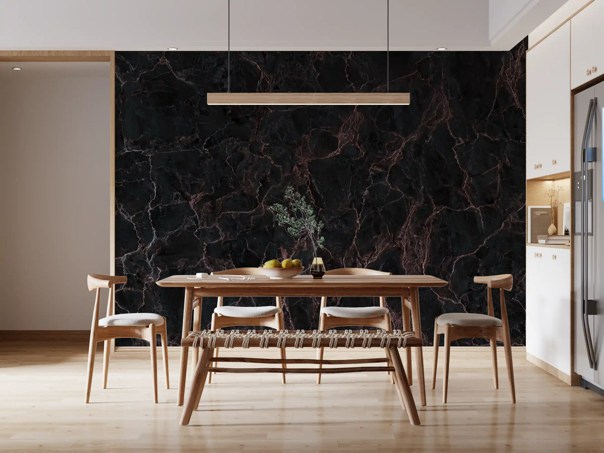Midnight Copper Vein Marble Wall Mural