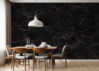 Midnight Obsidian Marble Veins Wall Mural