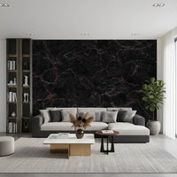 Midnight Obsidian Marble Veins Wall Mural