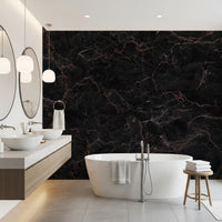 Midnight Obsidian Marble Veins Wall Mural