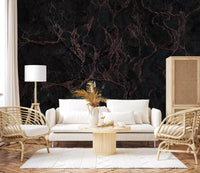 Midnight Copper Vein Marble Wall Mural