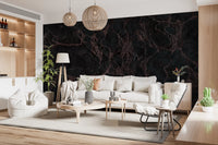 Midnight Copper Vein Marble Wall Mural