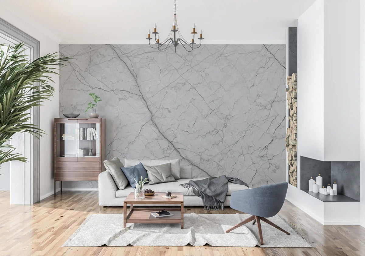 Monochromatic Grey Veined Stone Wall Mural