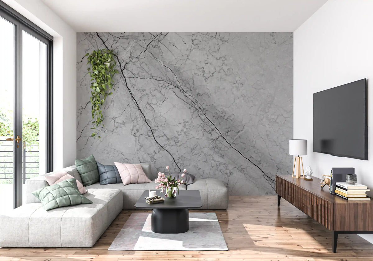 Monochromatic Grey Marble Vein Wall Mural
