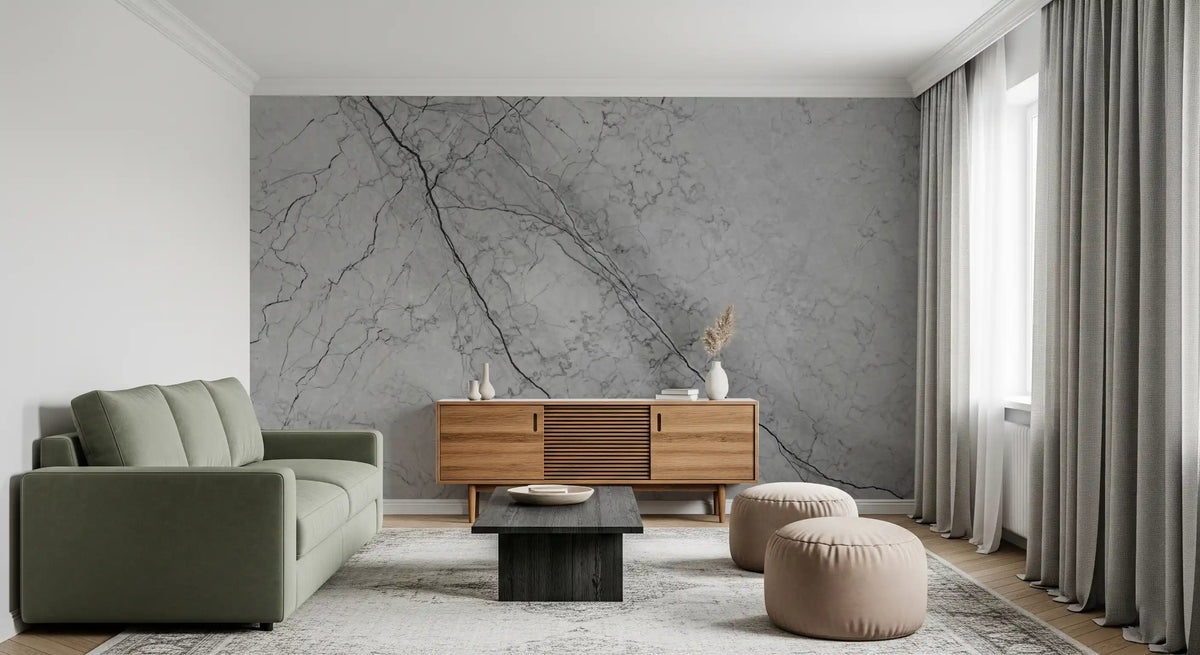 Monochromatic Grey Marble Vein Wall Mural