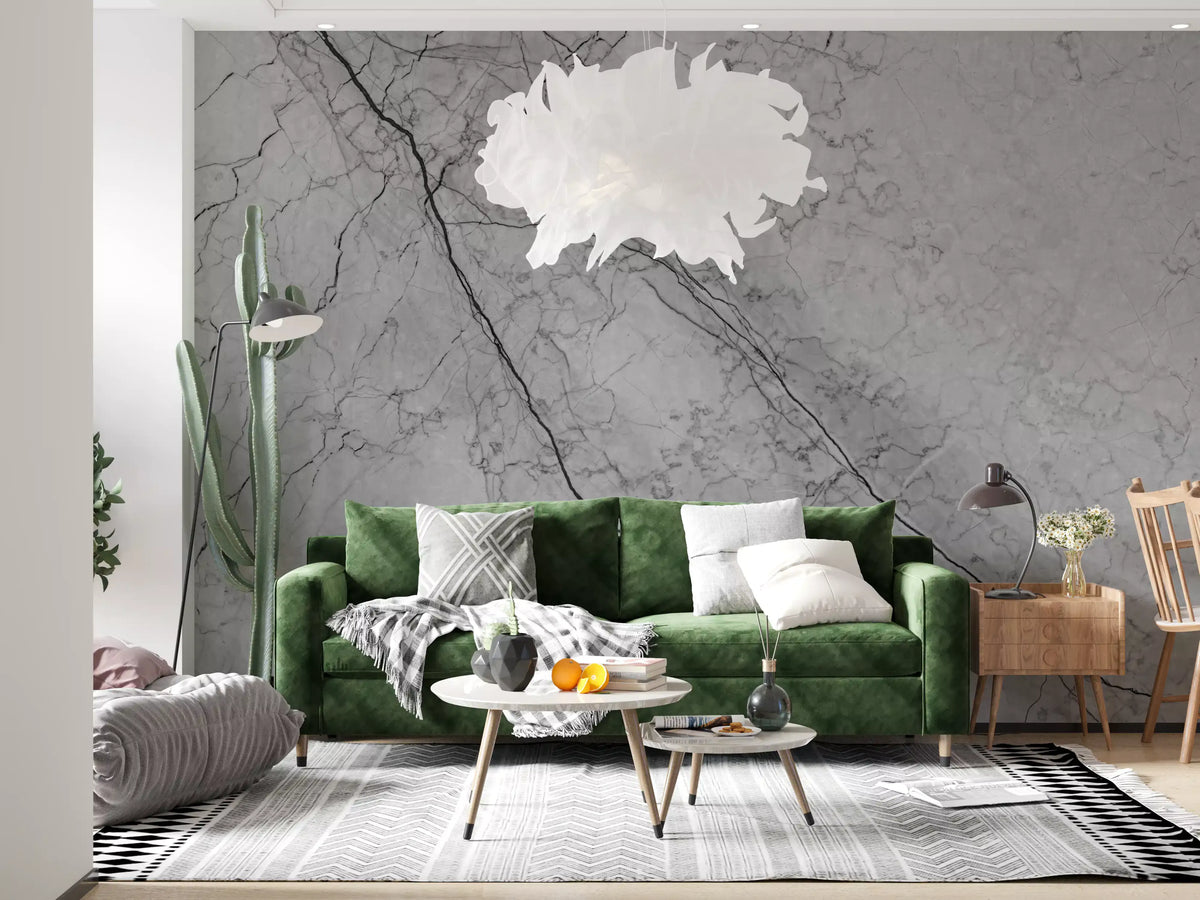Monochromatic Grey Marble Vein Wall Mural