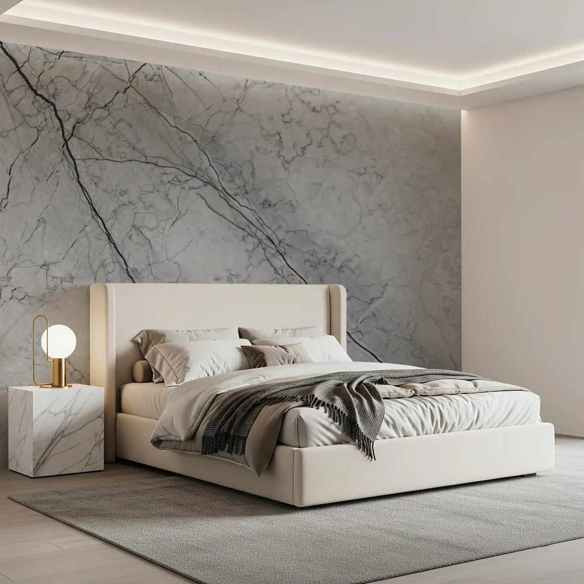 Monochromatic Grey Marble Vein Wall Mural