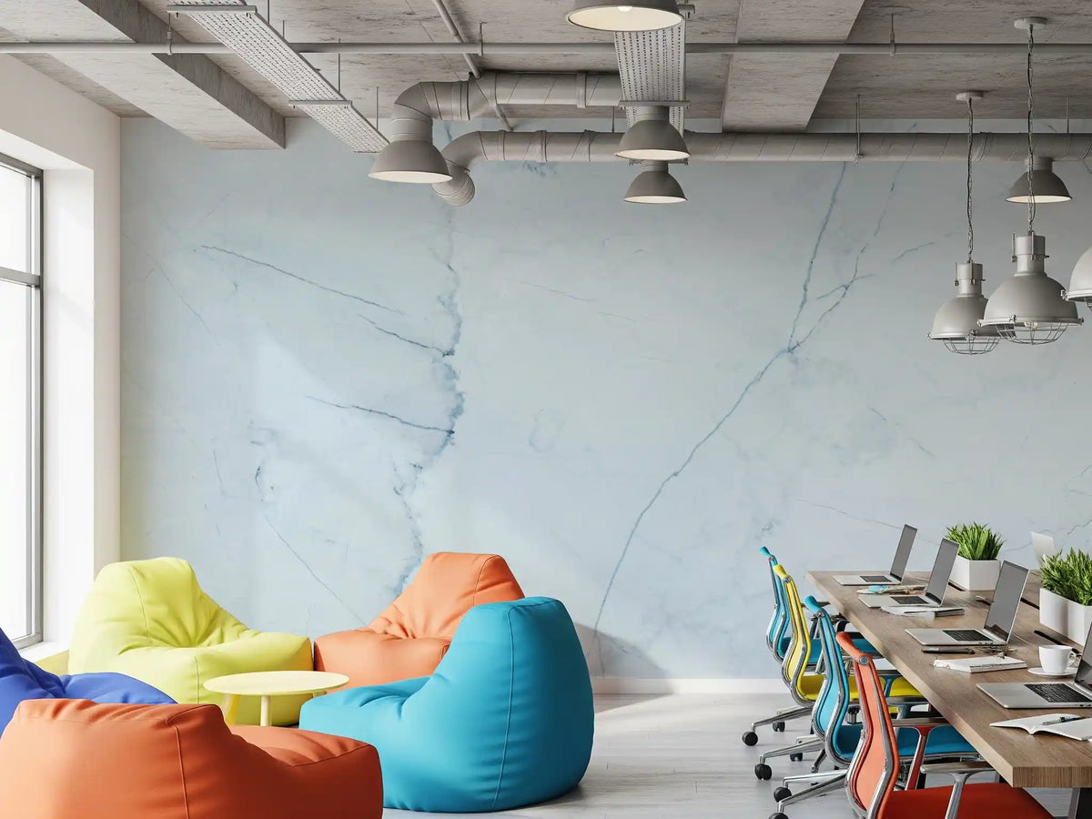 Serene Ice Blue Marble Slab Wall Mural