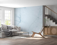 Serene Ice Blue Marble Slab Wall Mural
