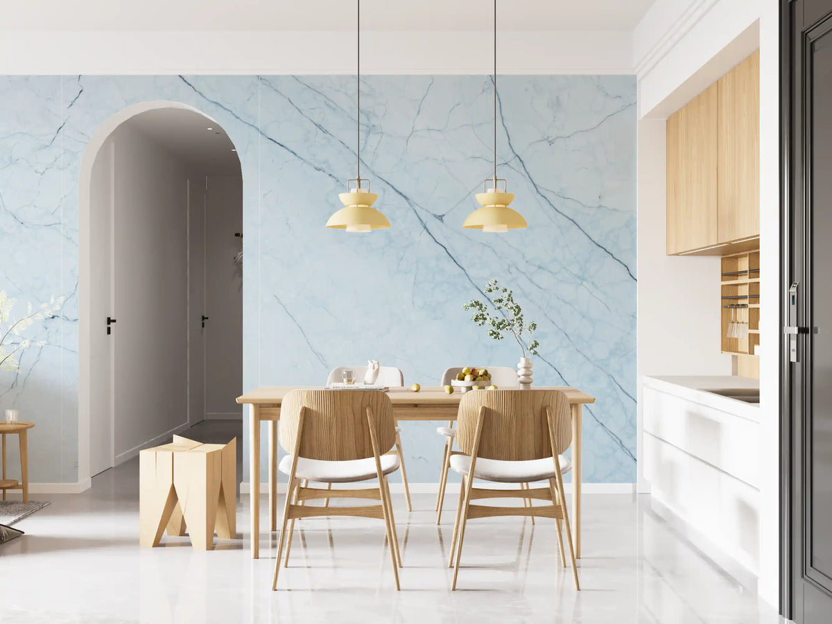 Ethereal Azure Marble Vein Wall Mural