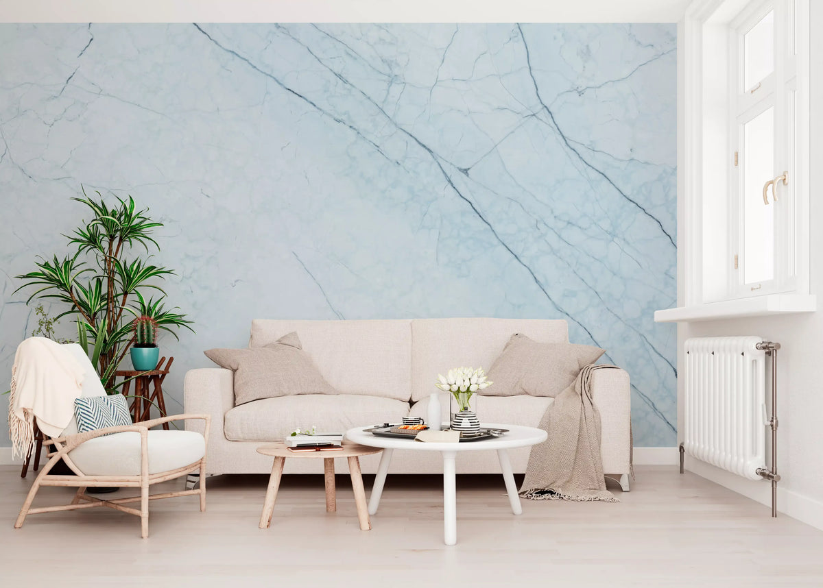 Ethereal Azure Marble Vein Wall Mural