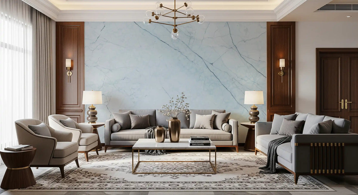 Ethereal Azure Marble Vein Wall Mural