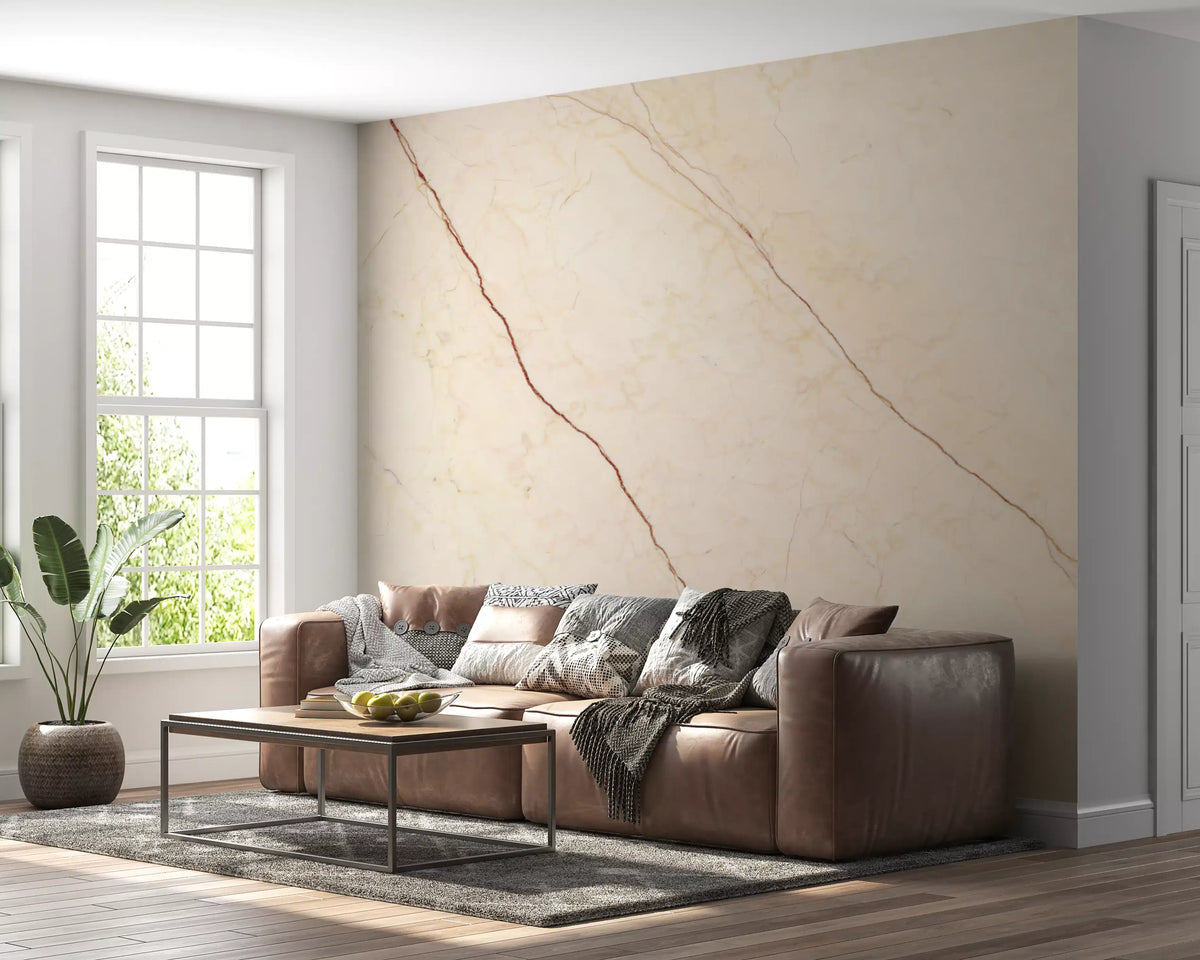 Cream Stone Veined Marble Wall Mural