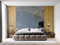 Mist Over Distant Birch Trees Wall Mural
