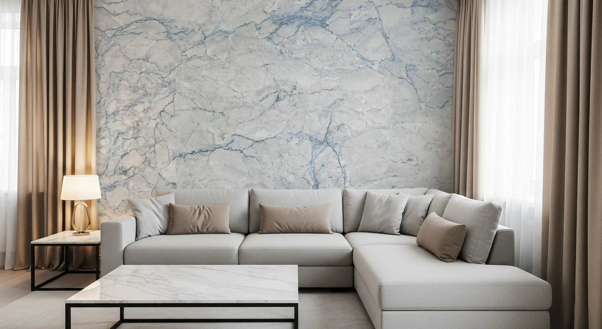 Cool Blue Marble Slab Texture Wall Mural