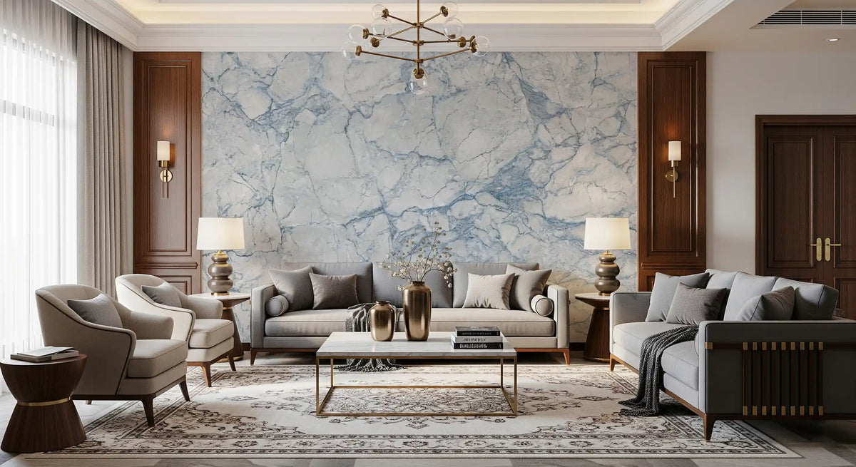 Ethereal Blue Marble Slab Wall Mural
