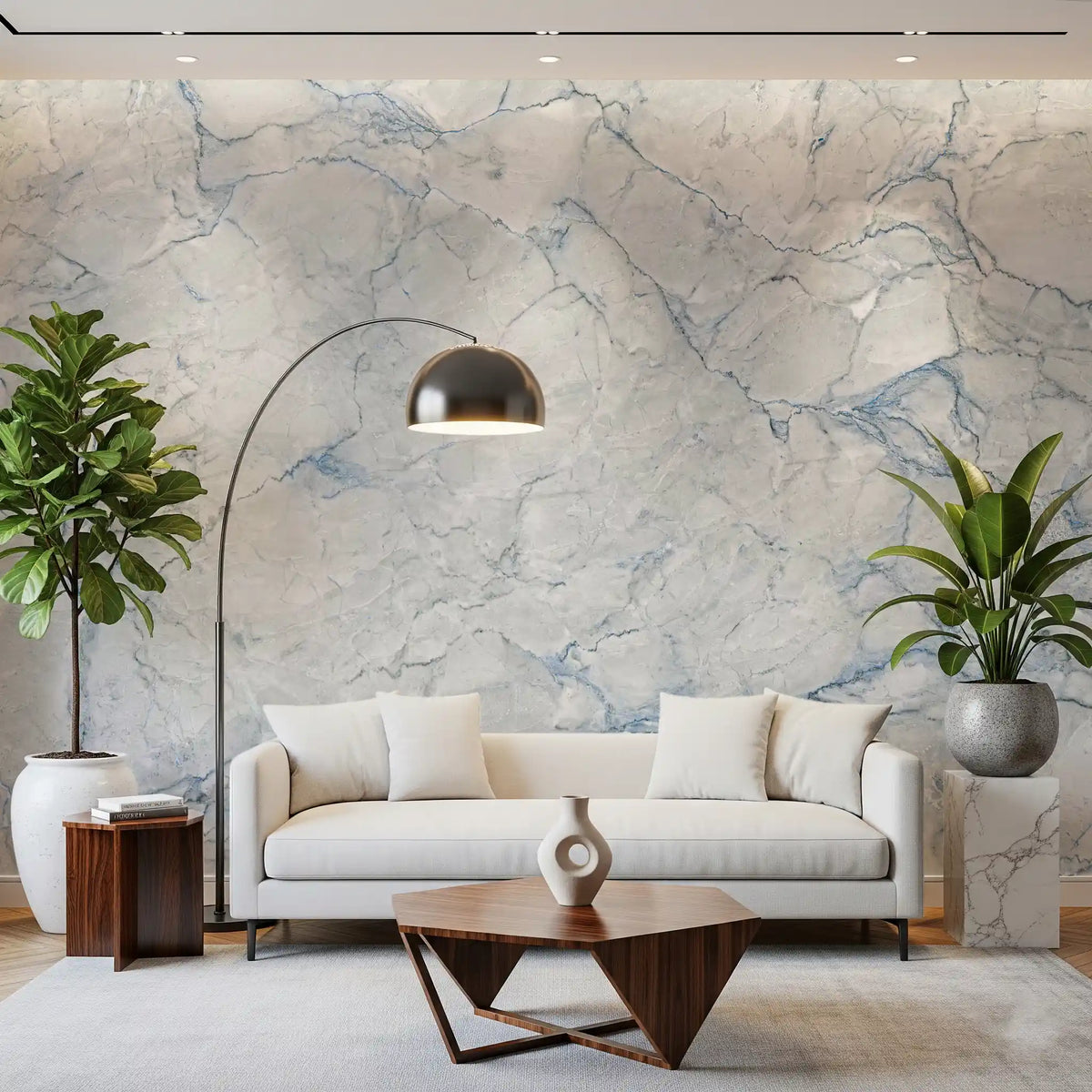 Ethereal Blue Vein Stone Texture Wall Mural