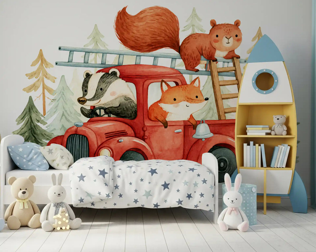 Forest Firefighters Animal Adventure Wall Mural