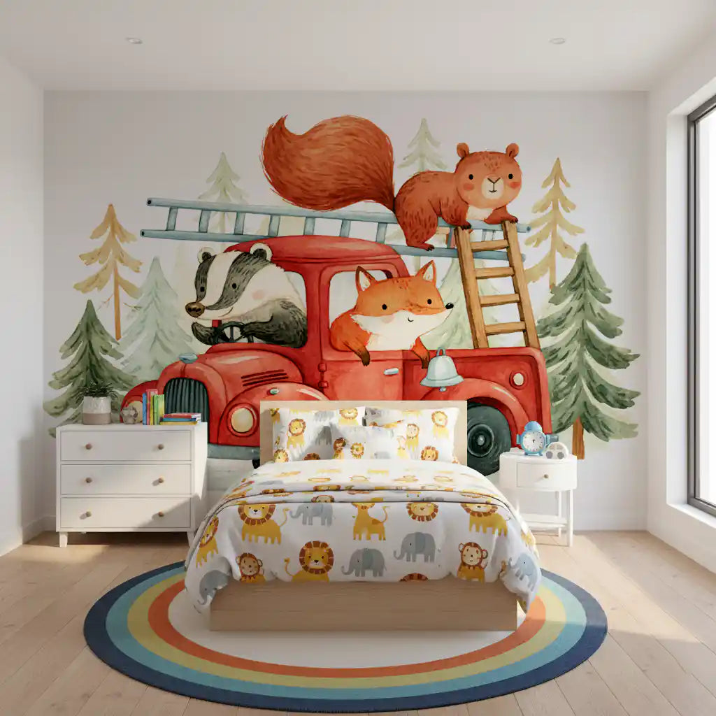 Forest Firefighters Animal Adventure Wall Mural