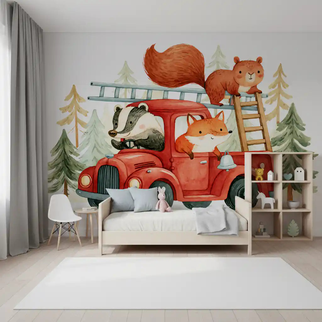 Forest Firefighters Animal Adventure Wall Mural