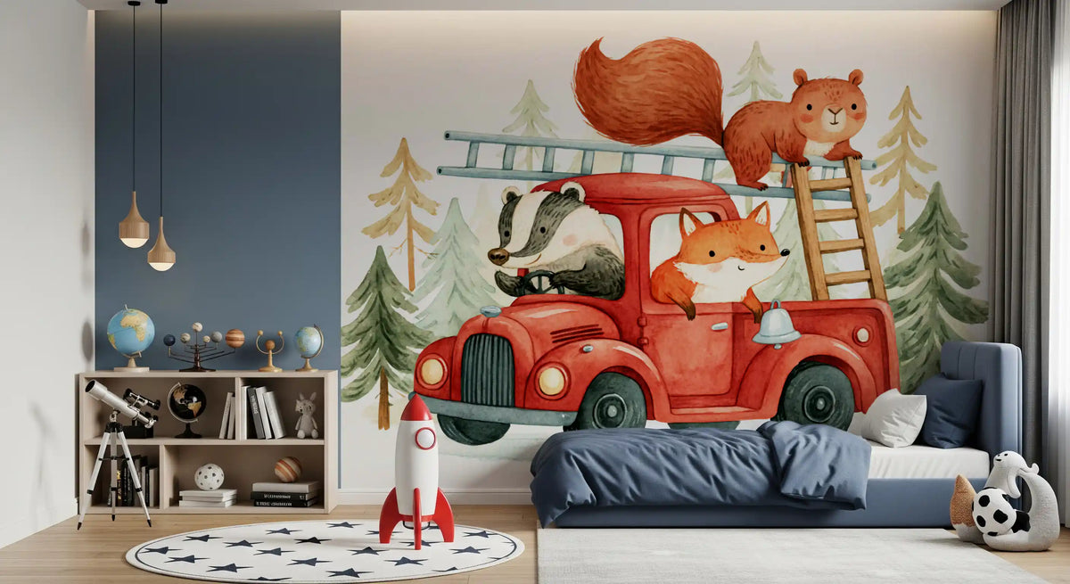 Forest Firefighters Animal Adventure Wall Mural