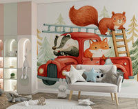 Forest Firefighters Animal Adventure Wall Mural