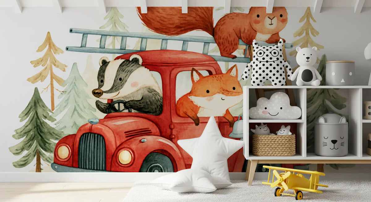 Forest Firefighters Animal Adventure Wall Mural