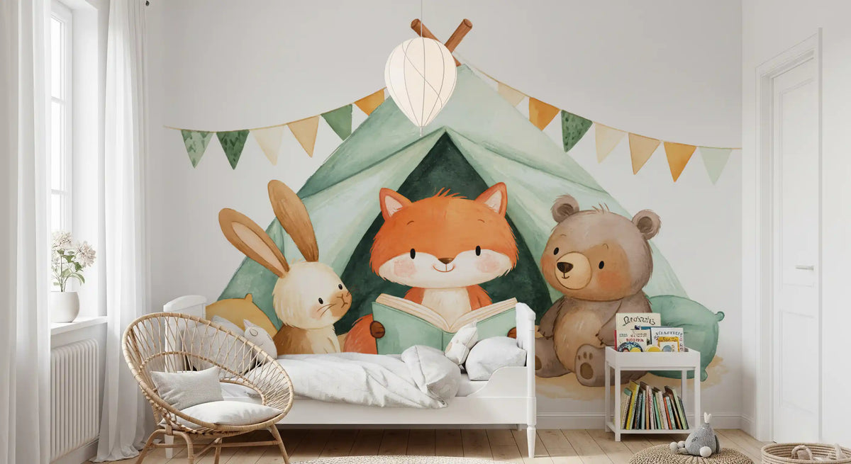 Fox and Friends Camping Adventure Wall Mural