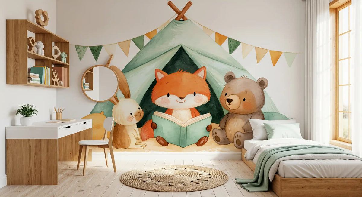 Fox and Friends Camping Adventure Wall Mural