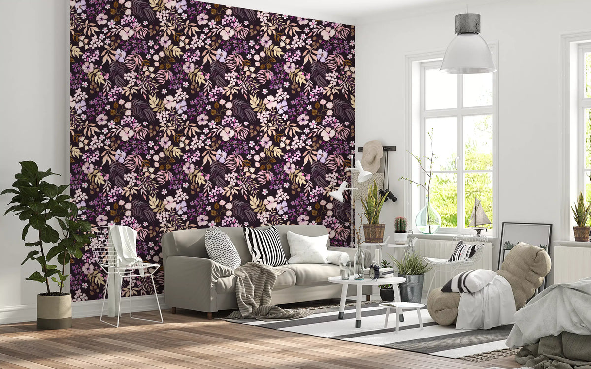 Dark Botanical Wildflowers Wallpaper⁠