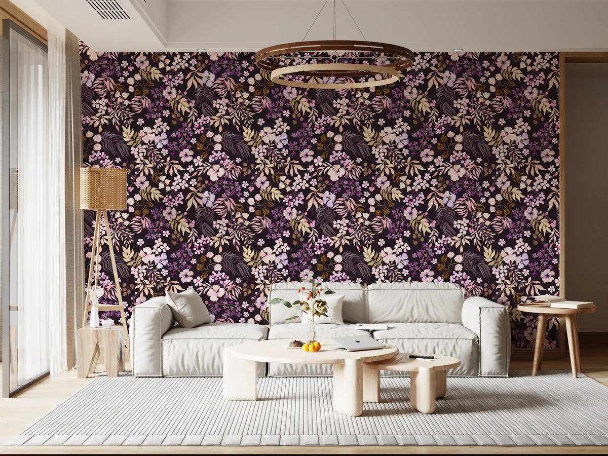 Dark Botanical Wildflowers Wallpaper⁠
